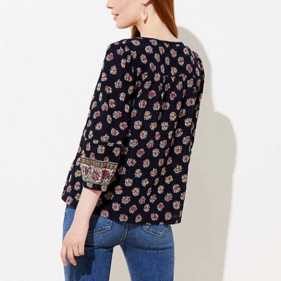 New! Loft Boho navy blue top - Picture 3 of 13